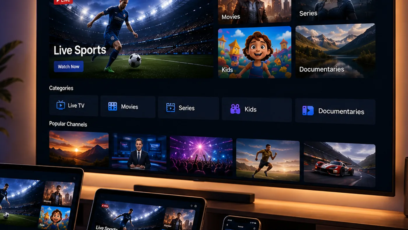 IPTV Nordic op Smart-TV, tablet en mobiel – live sport, films en series in 4K UHD